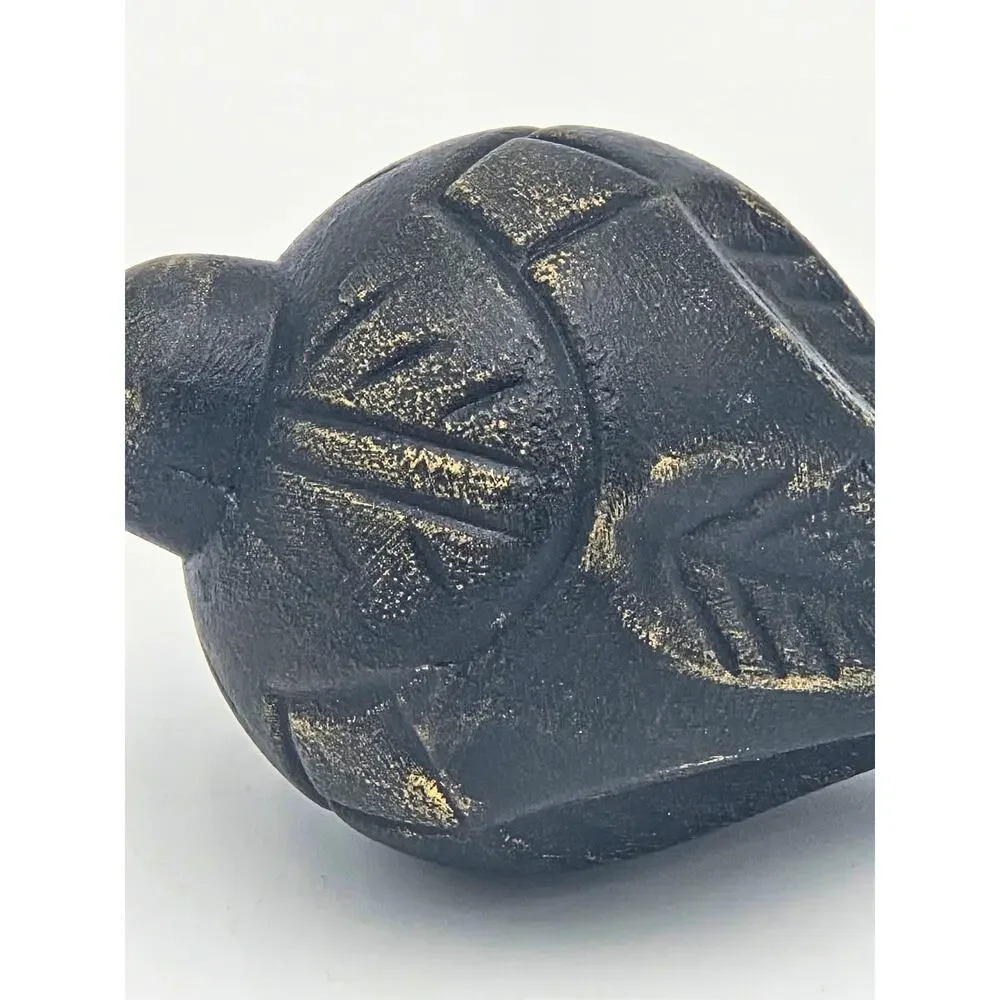 Upcycled Carved Ornament – Vintage‑Style Holiday Decor, Black & Gold Christmas
